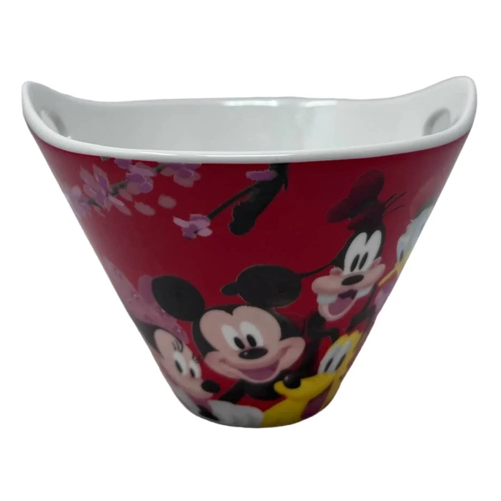 Disney Mickey & Friends Ramen Noodle‎ Bowl Red Minnie Donald Pluto Goofy Daisy